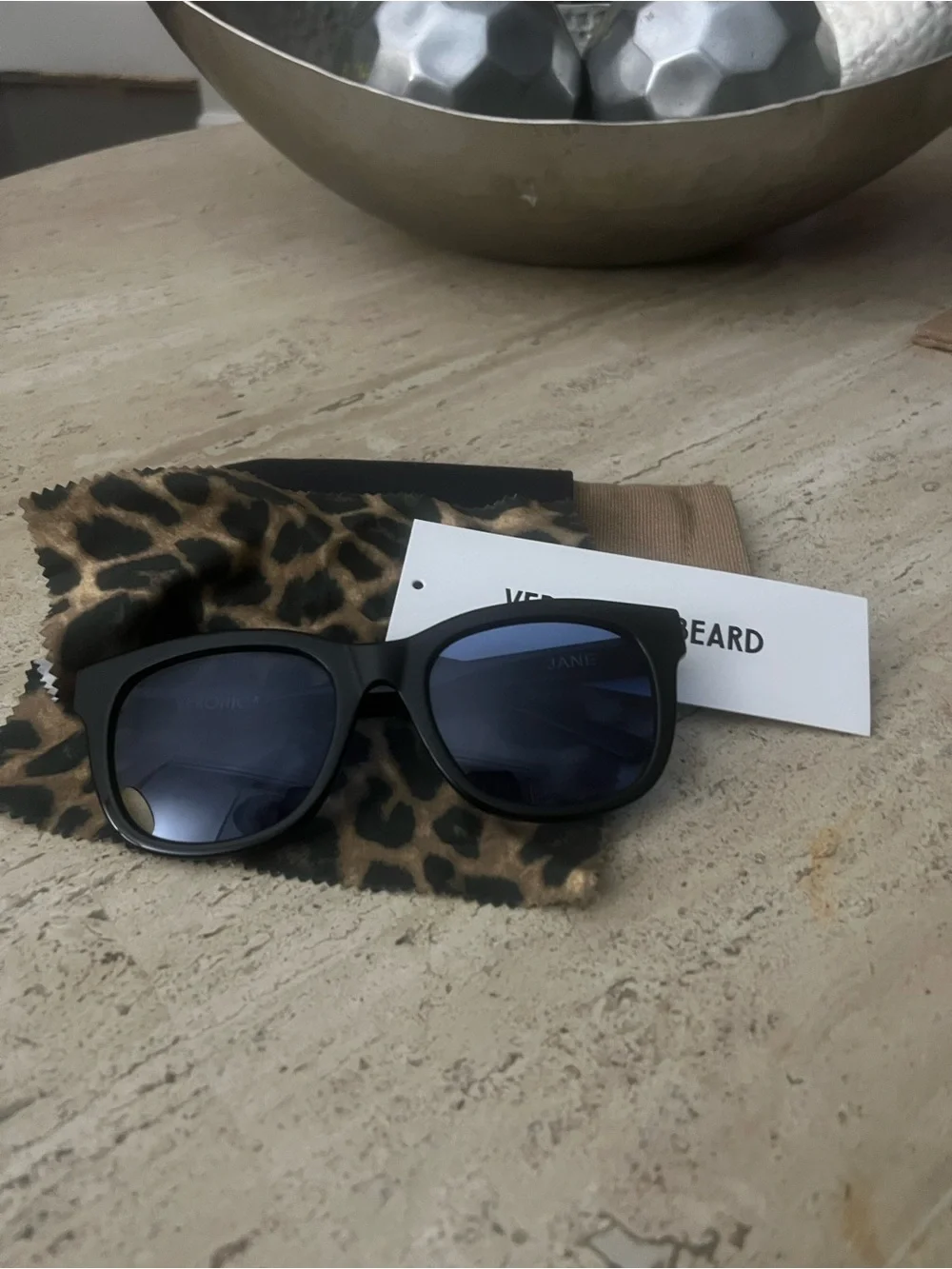 Veronica Beard Black Frame Sunglasses with Blue Lenses